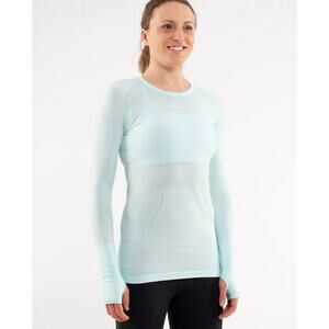 Lululemon 4 Run Swiftly Tech Long Sleeve Aquamarine Seamless Thumbholes Athletic